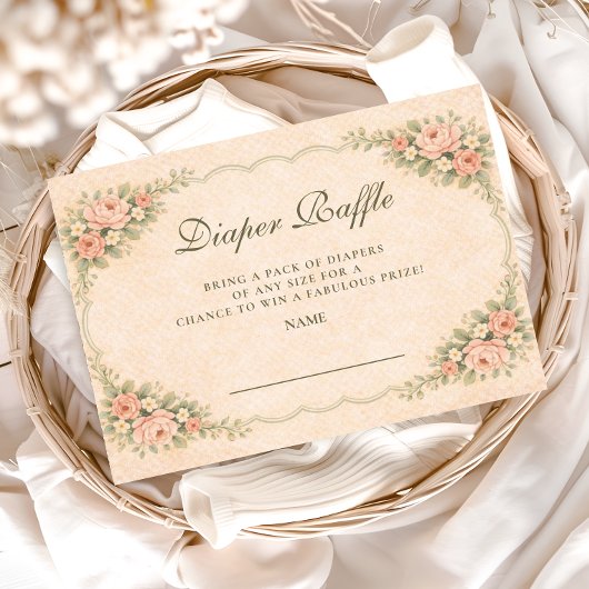 Vintage Blush Rose Garden Diapper Raffle エンクロージャーカード