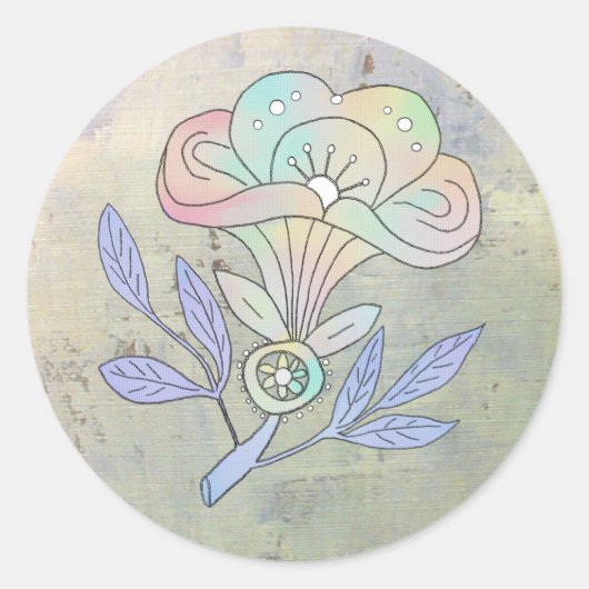 Vintage Blüte Poster ラウンドシール (正面)
