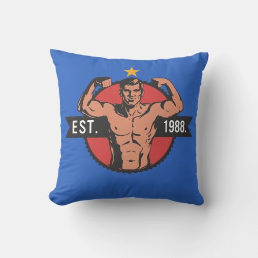 Vintage Bodybuilder EST 1988 クッション (正面)