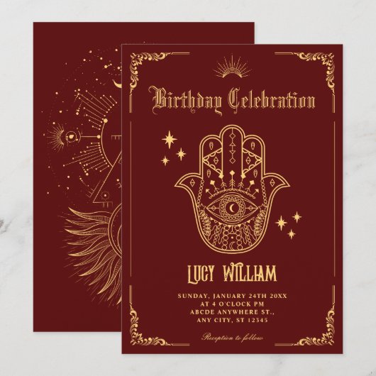 Vintage Bohemian art symbols  招待状 (正面/裏面)