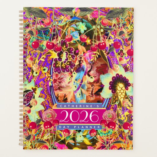 Vintage Bohemian Goddess Neon 2026 Day Planner プランナー手帳 (正面)