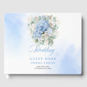 Vintage Boho Blue Flowers Eucalyptus Guest Book ゲストブック (正面)