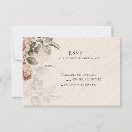 Vintage Boho Botanical RSVP Rustic Terracotta (正面)