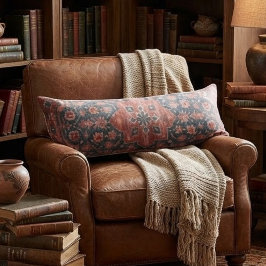 Vintage Boho Floral Kilim Rust Terracotta & Teal ボディピロー