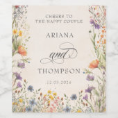 Vintage Boho Floral Wedding Wine Label ワインラベル (シングルラベル)