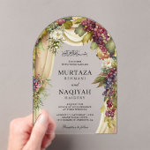 Vintage Boho Grapes Arch Muslim Wedding アクリル招待状 (インサイチュ (ポータブル))