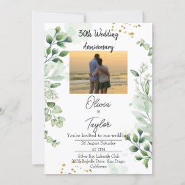 Vintage Boho Greenery Wedding Anniversary  招待状