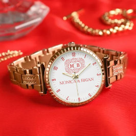 Vintage Boho Monogram Letters Couple’s  腕時計