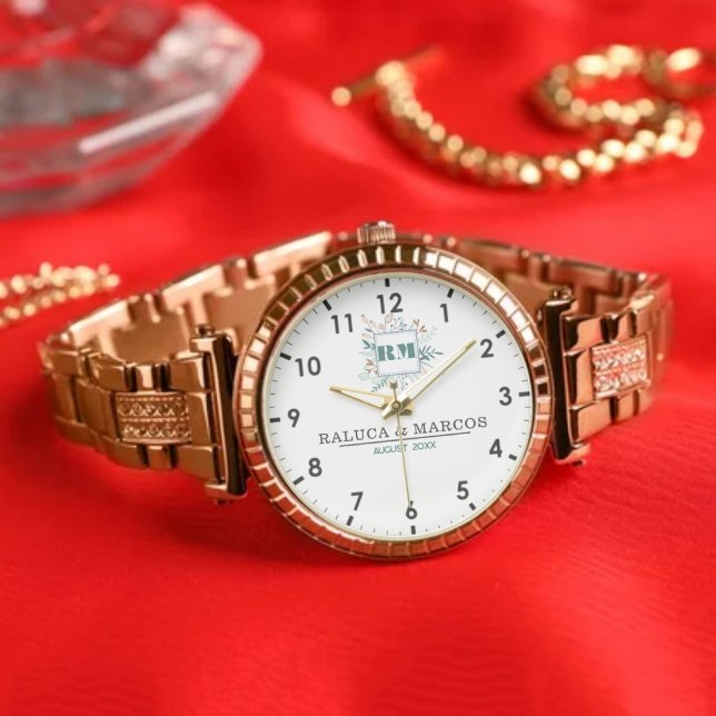 Vintage Boho Monogram Letters Couple’s Wristwatch 腕時計 (クリエイターアップロード済み)