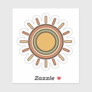 Vintage Boho Sun Sticker – Retro Minimal Earthy  シール