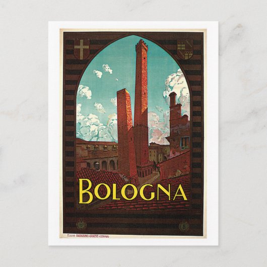 Vintage Bologna 1920s Italian travel ad ポストカード (正面)