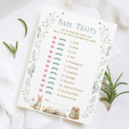 Vintage Book Baby Shower Baby Traits Game Card 招待状
