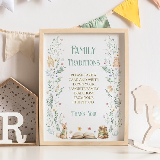 Vintage Book Baby Shower Family Traditions Game ポスター