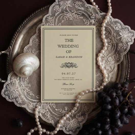 Vintage Book Classic Wedding Invitation 招待状