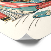 Vintage Book Lover Birthday Illustration ポスター (角)