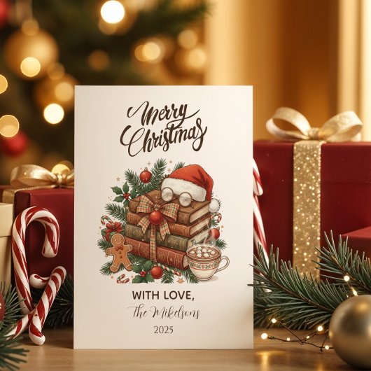 Vintage Book Lover Christmas シーズンカード