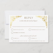 Vintage Book Neutral + Gold Floral Wedding Reply 出欠カード (正面)