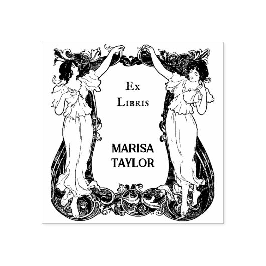 Vintage book shelf ex libris rubber stamp ラバースタンプ (インプリント)