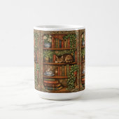 Vintage book shelf with cat and coffee コーヒーマグカップ (中央)