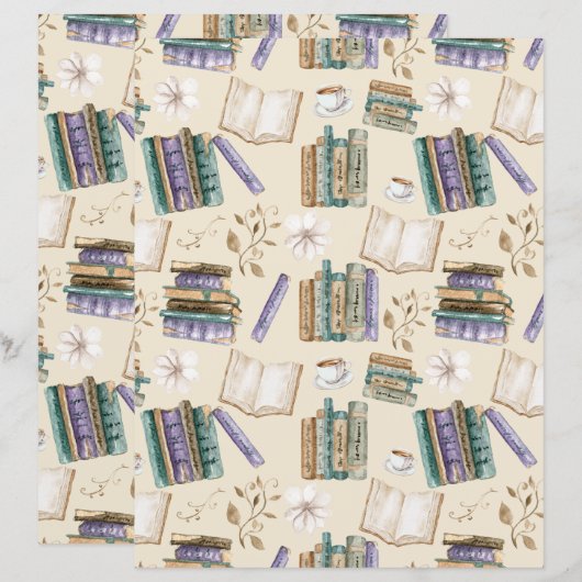 Vintage Books Scrapbook Paper in Cream (正面/裏面)