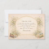 Vintage Bookstack Garden Bridal Shower サンキューカード (正面)