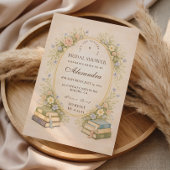 Vintage Bookstack Garden Bridal Shower 招待状