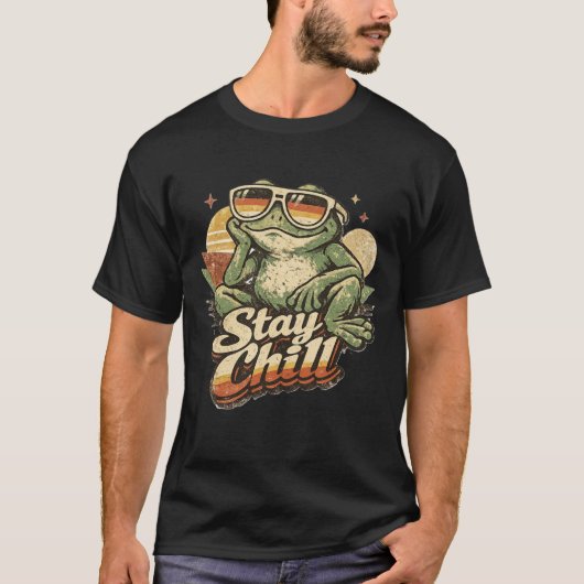 Vintage Bootleg Frog Retro Stay Chill Aesthetic  Tシャツ (正面)