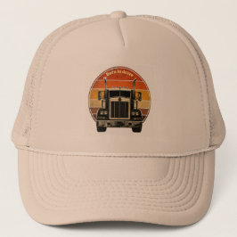 Vintage Born To Drive Semi-Truck Retro Sunset キャップ