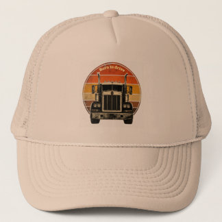 Vintage Born To Drive Semi-Truck Retro Sunset キャップ