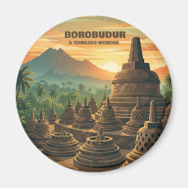 Vintage Borobudur Temple Indonesia Sunrise Travel  マグネット