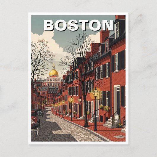 Vintage Boston Beacon Hill Travel ポストカード (正面)