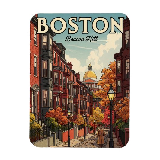 Vintage Boston Beacon Hill Travel マグネット (縦)