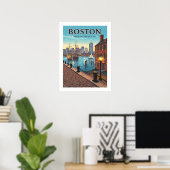 Vintage Boston Massachusetts ポスター (ホームオフィス)