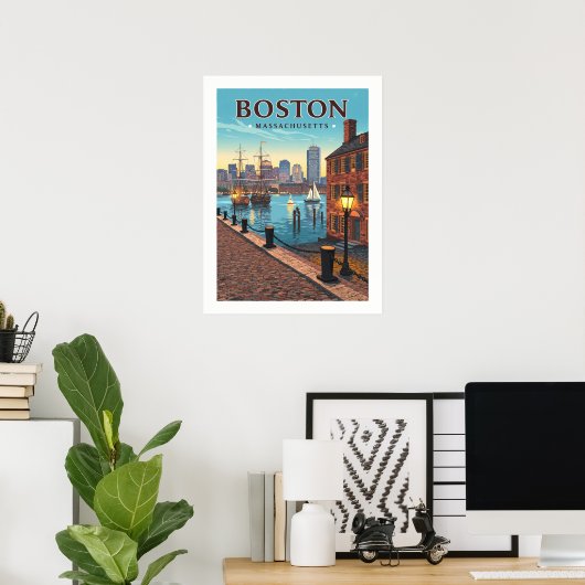 Vintage Boston Massachusetts ポスター (ホームオフィス)
