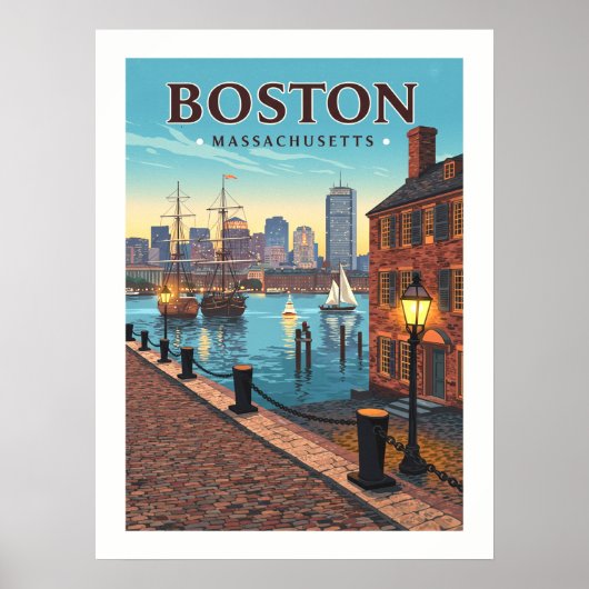 Vintage Boston Massachusetts ポスター (正面)