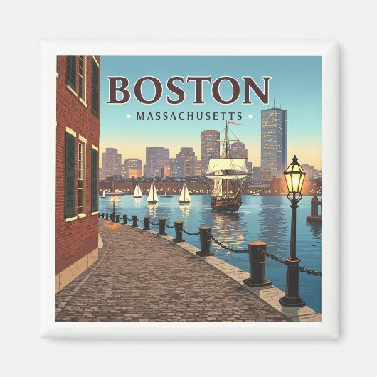 Vintage Boston Massachusetts マグネット (正面)