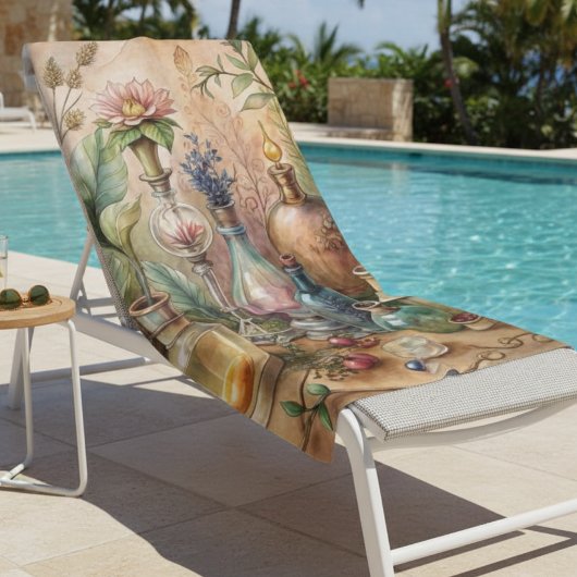 Vintage Botanical Apothecary Bottles  ビーチタオル