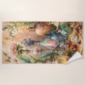 Vintage Botanical Apothecary Bottles  ビーチタオル (正面)