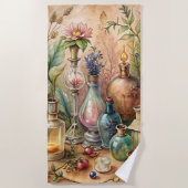 Vintage Botanical Apothecary Bottles  ビーチタオル (正面)