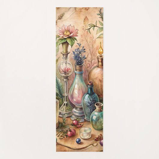 Vintage Botanical Apothecary Bottles  ヨガマット (正面)