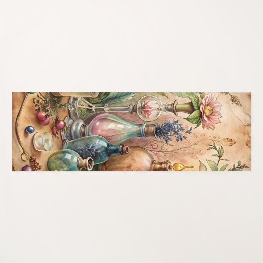 Vintage Botanical Apothecary Bottles  ヨガマット (正面(横))