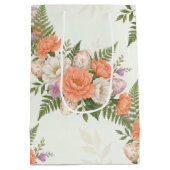Vintage Botanical Apricot Floral Easter  ミディアムペーパーバッグ (裏面)