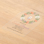 Vintage Botanical Apricot Floral Easter Invitation アクリル招待状 (レイダウン)