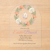 Vintage Botanical Apricot Floral Easter Invitation アクリル招待状 (正面)