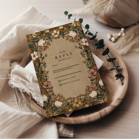 Vintage Botanical Autumn Wedding 出欠カード