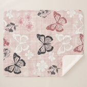 Vintage Botanical Butterfly Toile Pattern (1) シェルパブランケット (正面(横))