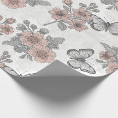 Vintage Botanical Butterfly Toile Pattern (1) ラッピングペーパー (角)