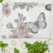 Vintage Botanical Butterfly Toile Pattern (2) キッチンタオル (折り畳み)