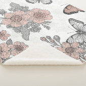 Vintage Botanical Butterfly Toile Pattern (2) シェルパブランケット (3/4)
