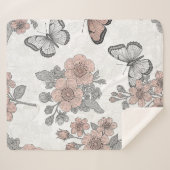 Vintage Botanical Butterfly Toile Pattern (2) シェルパブランケット (正面(横))